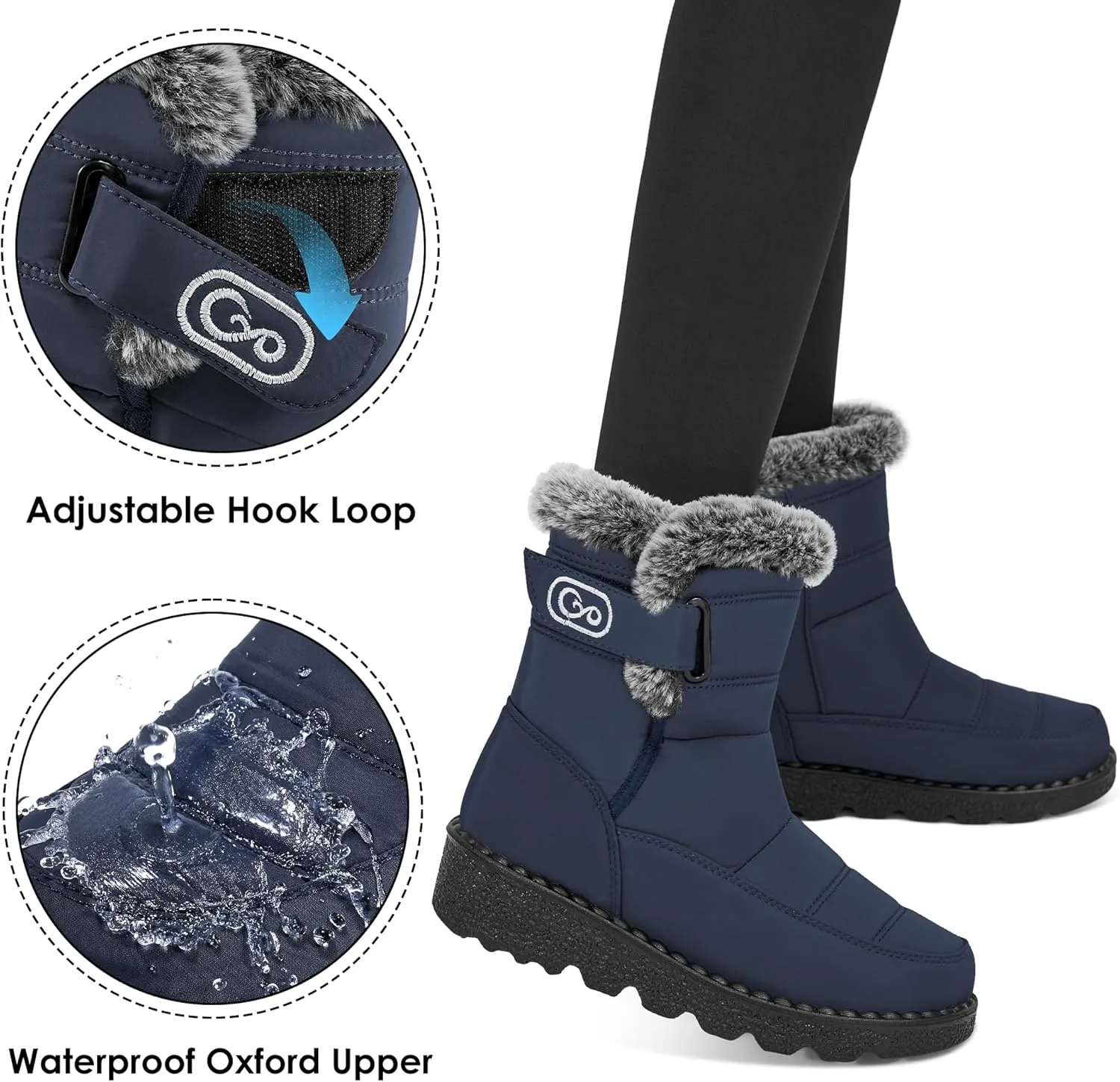 Ablanczoom Womens Winter Snow Boots With Warm Fur Lining Comfortable Booties Non Slip Waterproof Outdoor Shoes