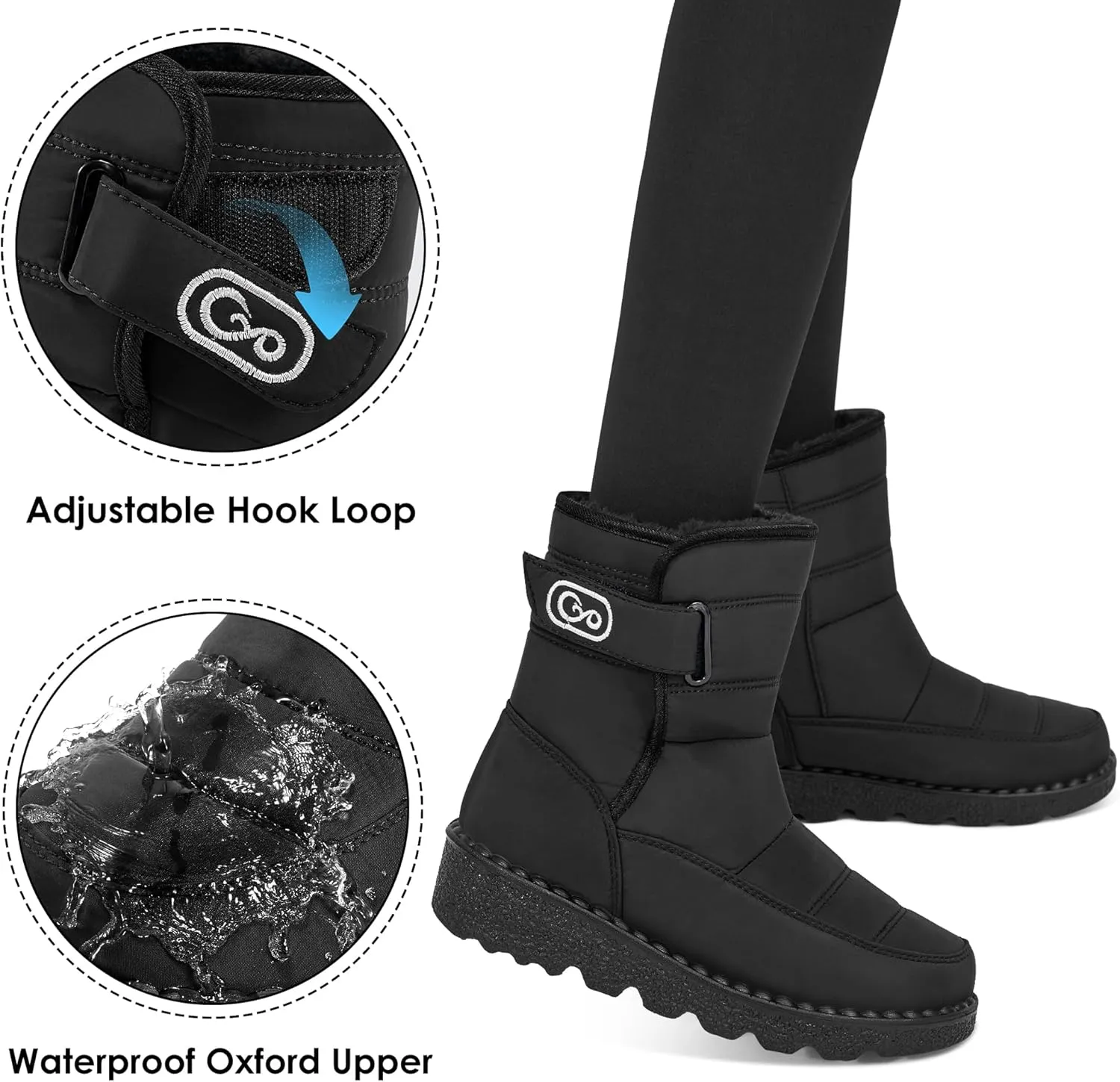 Ablanczoom Womens Winter Snow Boots With Warm Fur Lining Comfortable Booties Non Slip Waterproof Outdoor Shoes