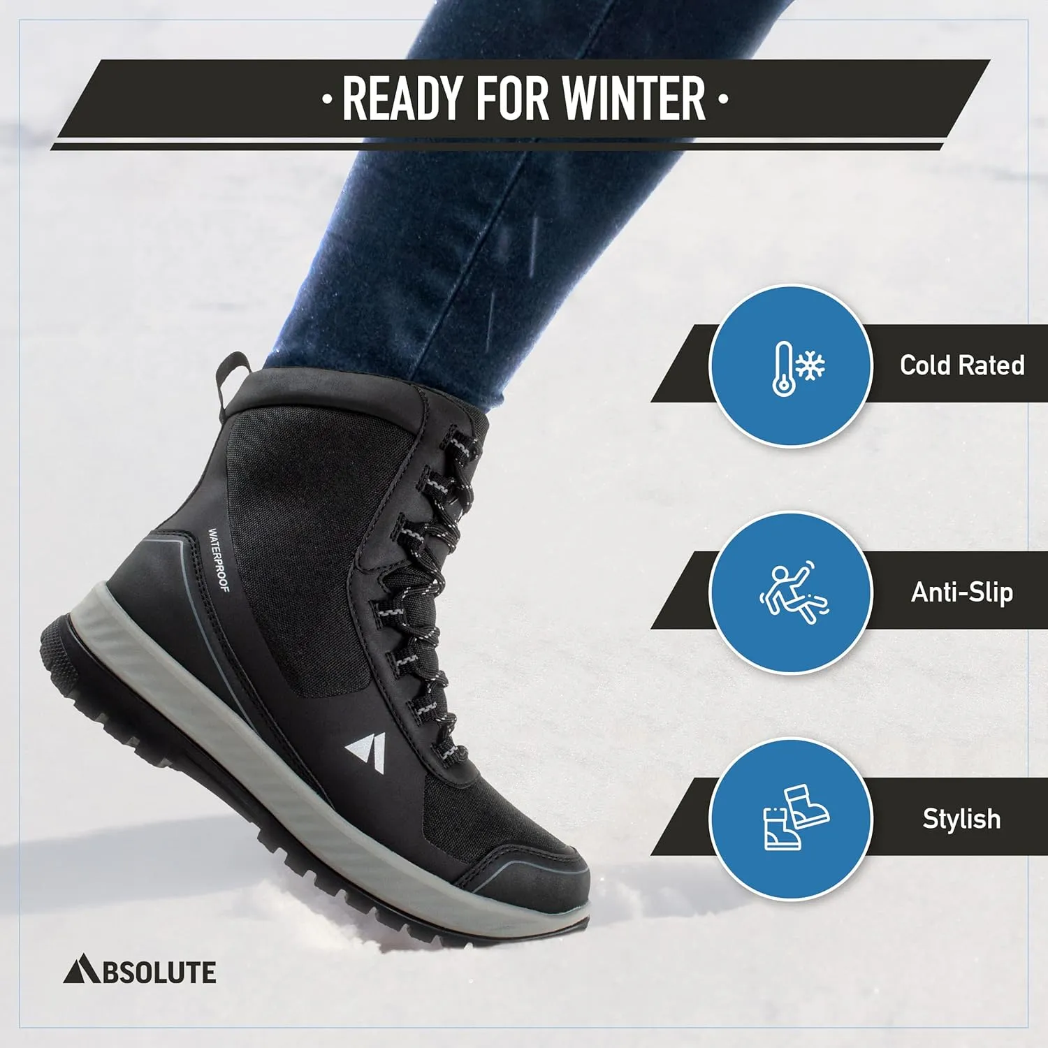 Absolute Peyton 3 Snow Winter Boots for Women, Warm, Insulated, Lace-Up Front