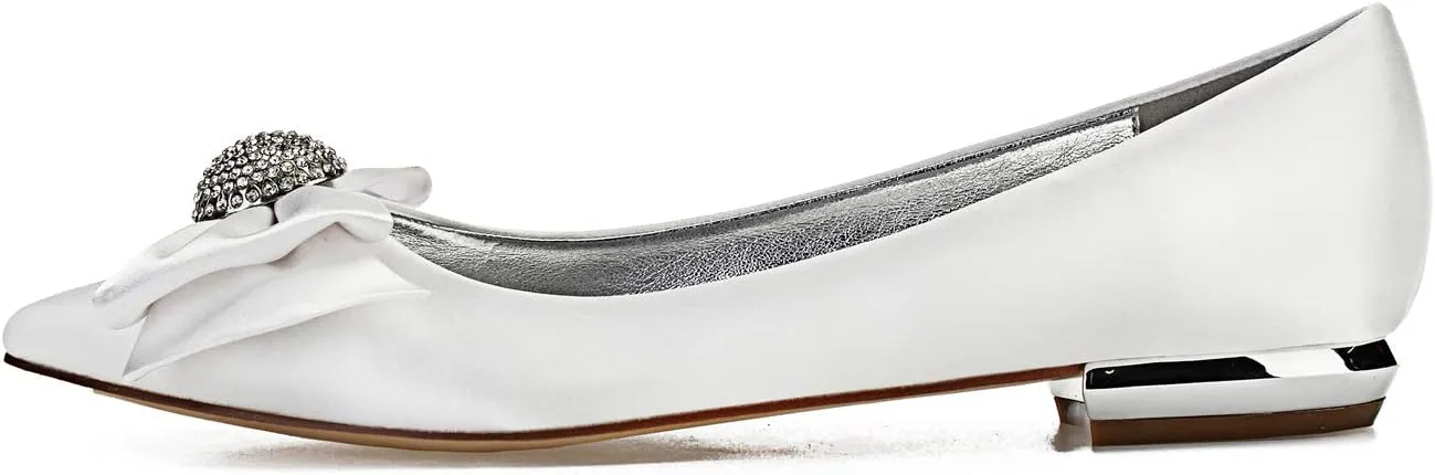 ADMLZQQ Flats Shoes Women Rhinestone Pointed Fashion Wedding Flats for Women Comfortable Slip on Low Heel Dress Shoes