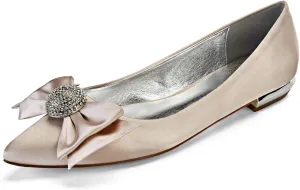 ADMLZQQ Flats Shoes Women Rhinestone Pointed Fashion Wedding Flats for Women Comfortable Slip on Low Heel Dress Shoes
