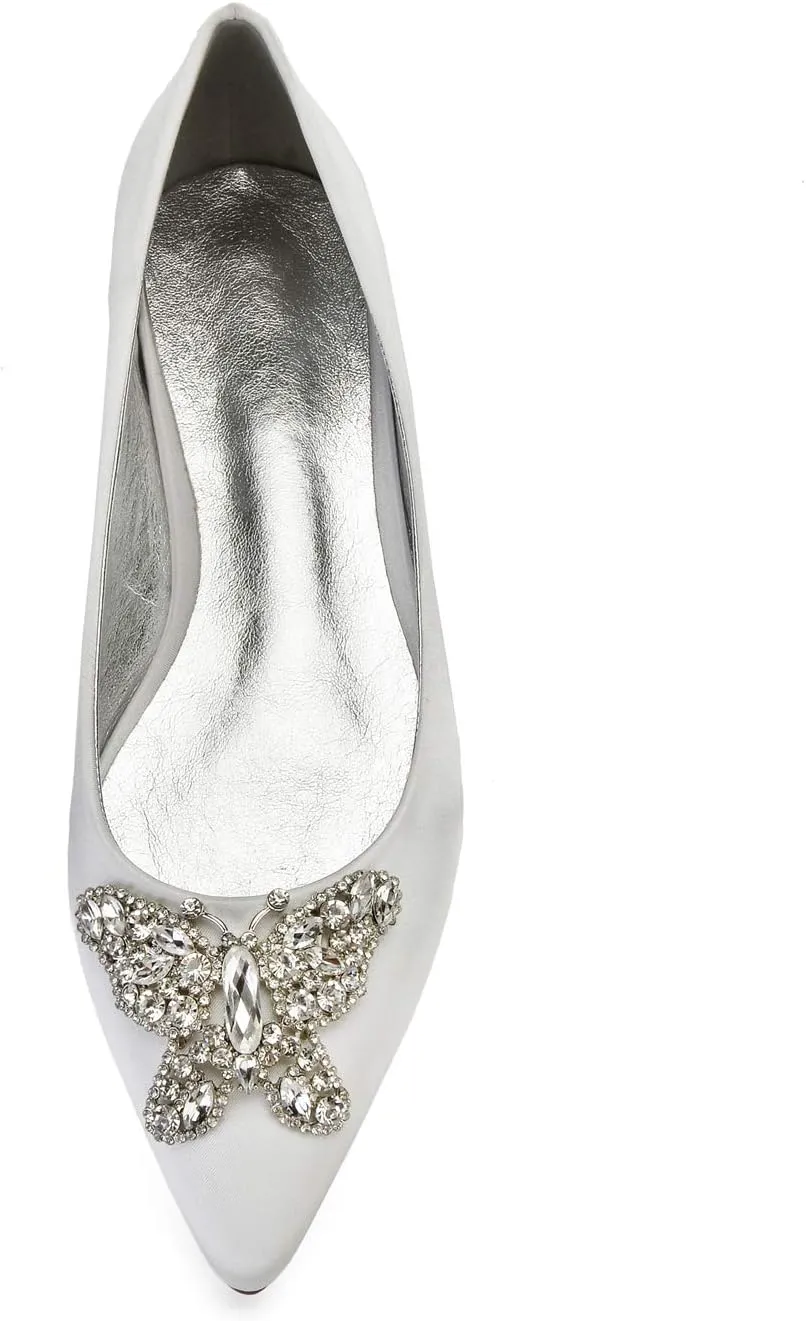 ADMLZQQ Flats Shoes Women Rhinestone Wedding Pointed Toe Dress Flat Shoes Comfortable Flats for Women Dressy
