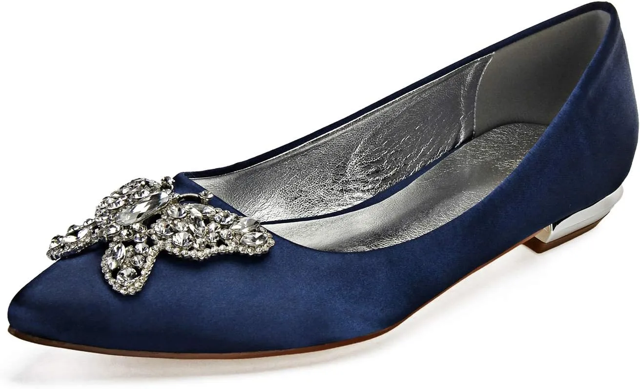 ADMLZQQ Flats Shoes Women Rhinestone Wedding Pointed Toe Dress Flat Shoes Comfortable Flats for Women Dressy