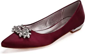ADMLZQQ Women's Pointed Toe Rhinestone Wedding Shoes for Bride Flats Bridal Shoes Formal Prom Party Dress Sandals