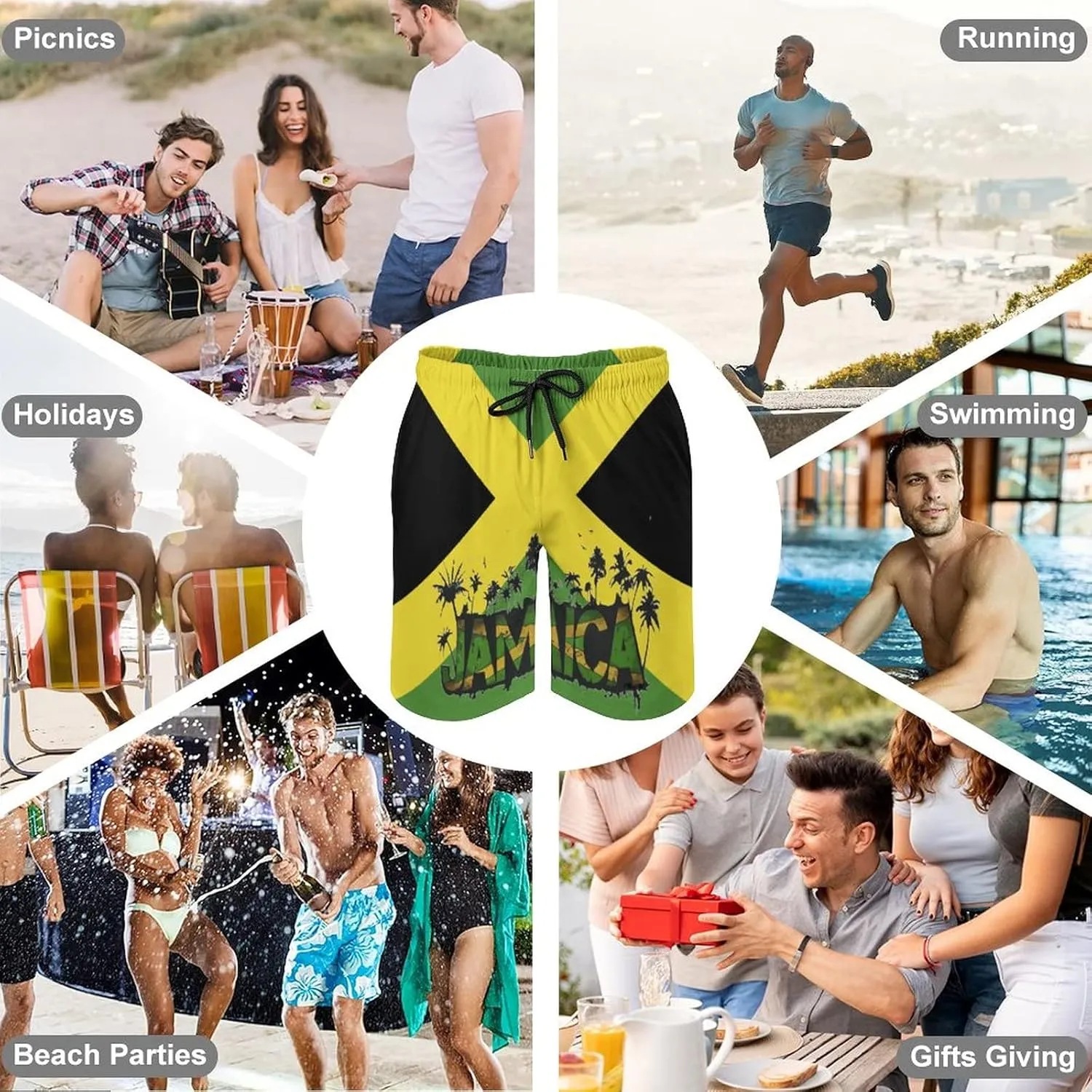 Adugen Origei Summer Combo Men's Two Piece Matching Sets Jamaica Fisherman's Hat Beach Suit Button-Up Shirt Hawaiian Shirt