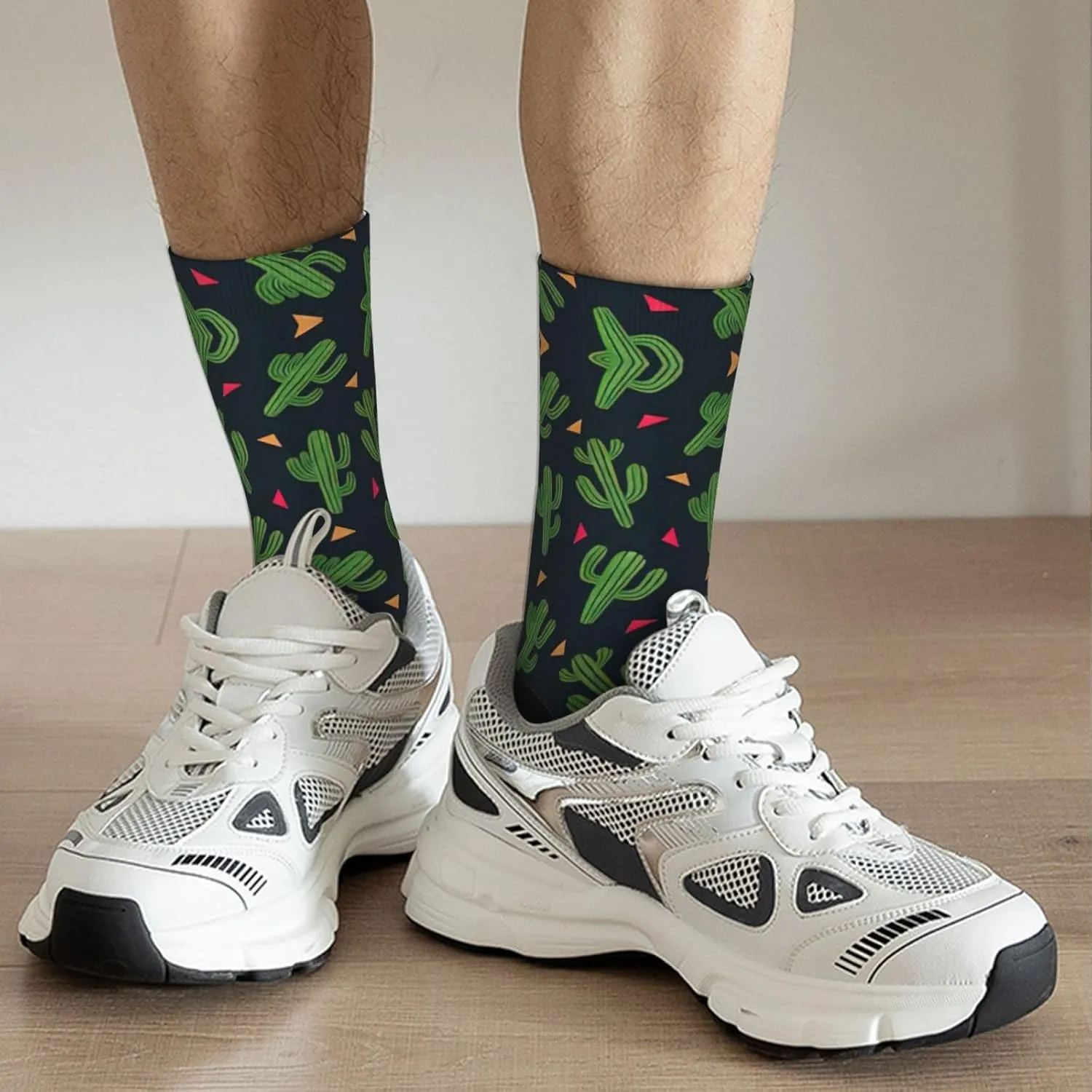 Adult Socks, Cactus Art Print Winter Warm Wool Socks for Women, Soft Cozy Socks, Knit Boots Socks for Men