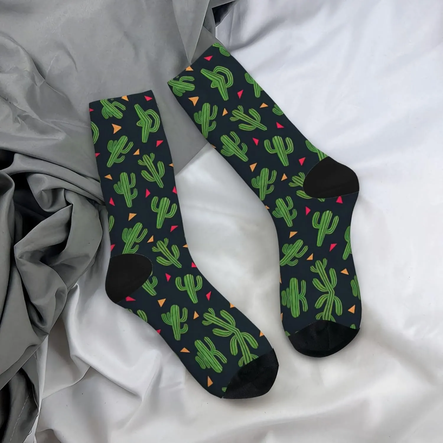 Adult Socks, Cactus Art Print Winter Warm Wool Socks for Women, Soft Cozy Socks, Knit Boots Socks for Men