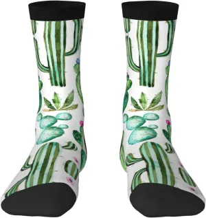 Adult Socks, Tropical Cactus Tree Flower Print Winter Warm Wool Socks for Women, Soft Cozy Socks, Knit Boots Socks for Men