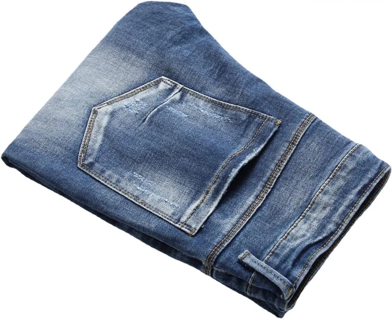 AITITIA Men's Patch Ripped Regular Fit Stretch Jeans