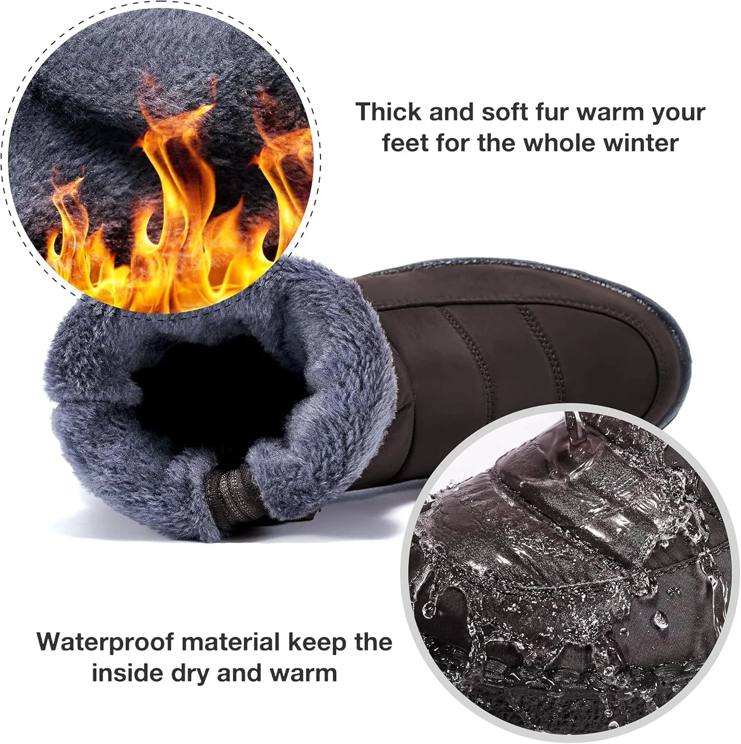 Alicegana Womens Winter Snow Boots for Women Waterproof Warm Fur Lining Mid Calf Boots with Zipper Comfortable Outdoor Shoes