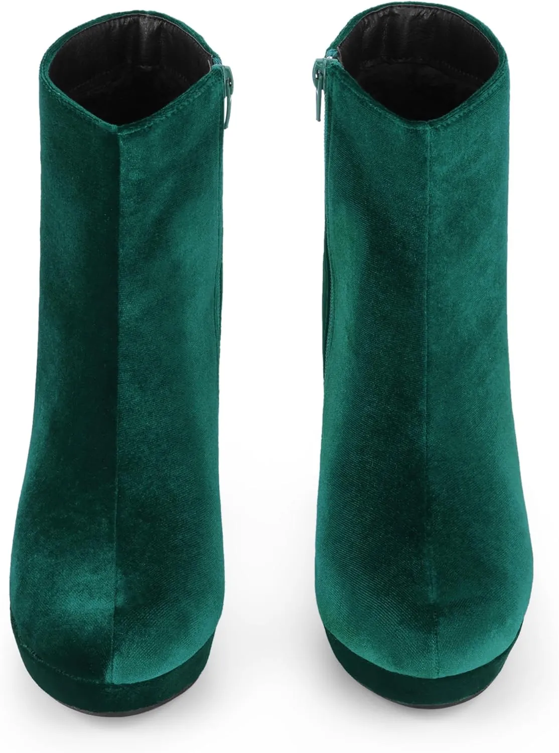 Allegra K Women's Platform Block Heels Faux Velvet Ankle Boots