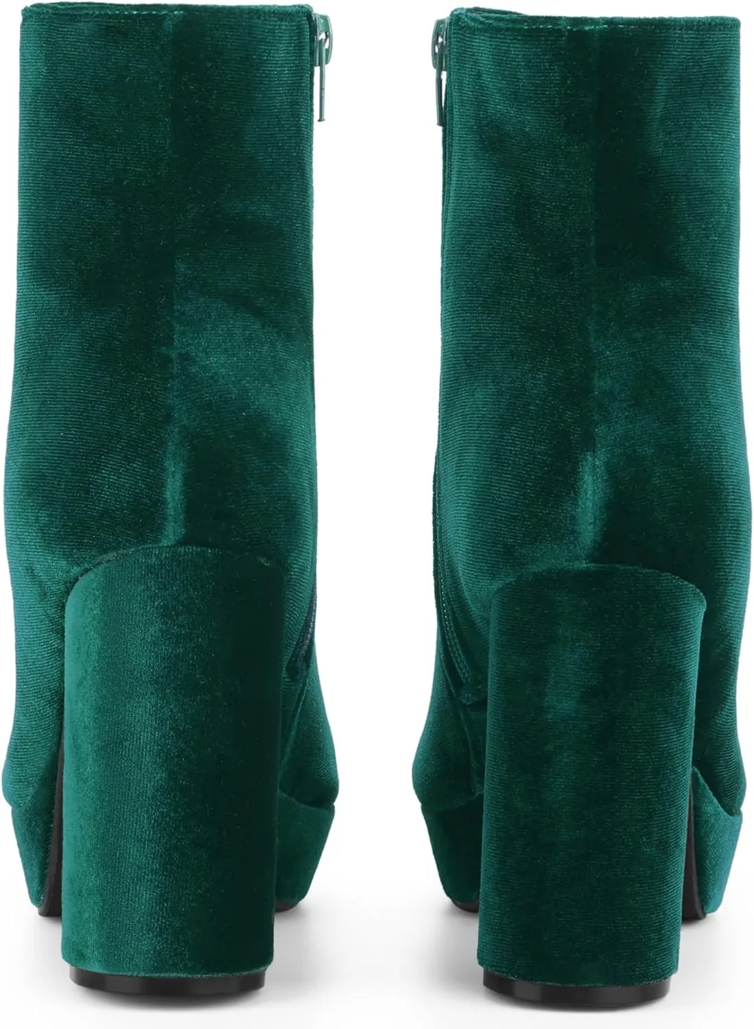 Allegra K Women's Platform Block Heels Faux Velvet Ankle Boots