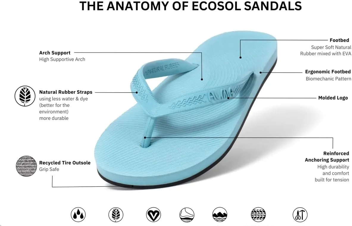 ALMA Women's ECOSOL Recycled Tire Sole Flip Flops