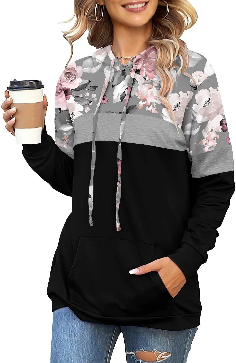 Angerella Hoodies for Women Camo Leopard Print Tops Pullover Hooded Sweatshirt Drawstring with Pocket