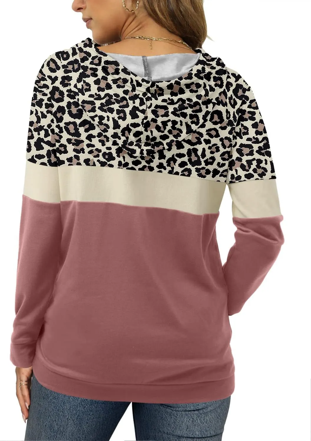 Angerella Hoodies for Women Camo Leopard Print Tops Pullover Hooded Sweatshirt Drawstring with Pocket