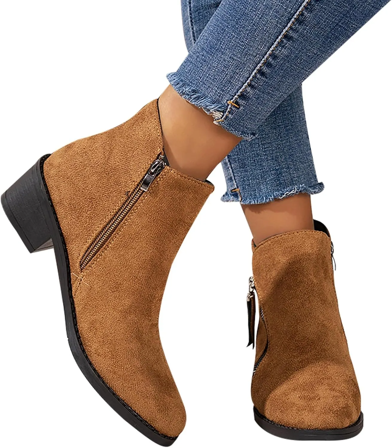 Ankle Boots Womens England Style Leopard Short Boots Women Low Heel Thin Boots Side Oblique Zipper Short Boots