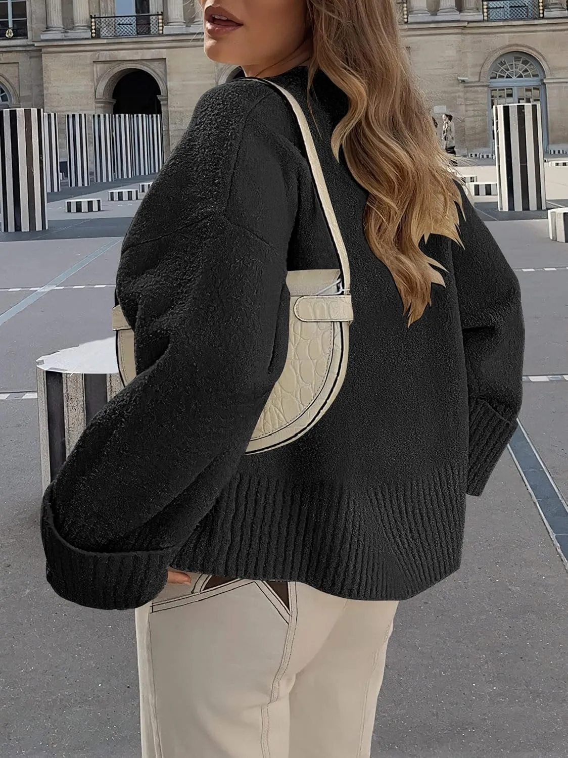 ANRABESS Women's Oversized Crewneck Long Sleeve Fuzzy Knit Casual Chunky Warm 2025 Fall Pullover Sweaters Top Trendy Outfits