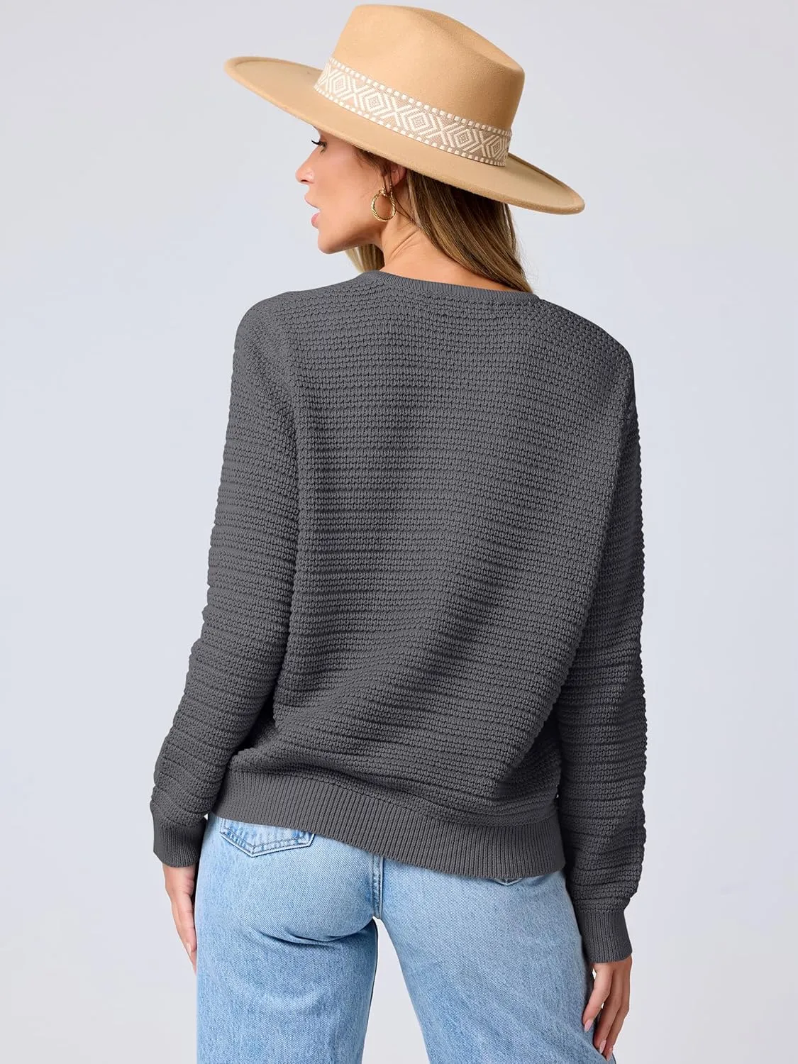 ANRABESS Women's Tweed Knit Cardigan Sweater Casual Long Sleeve Cropped Button Down Lady Jackets 2025 Spring Fashion Outwear