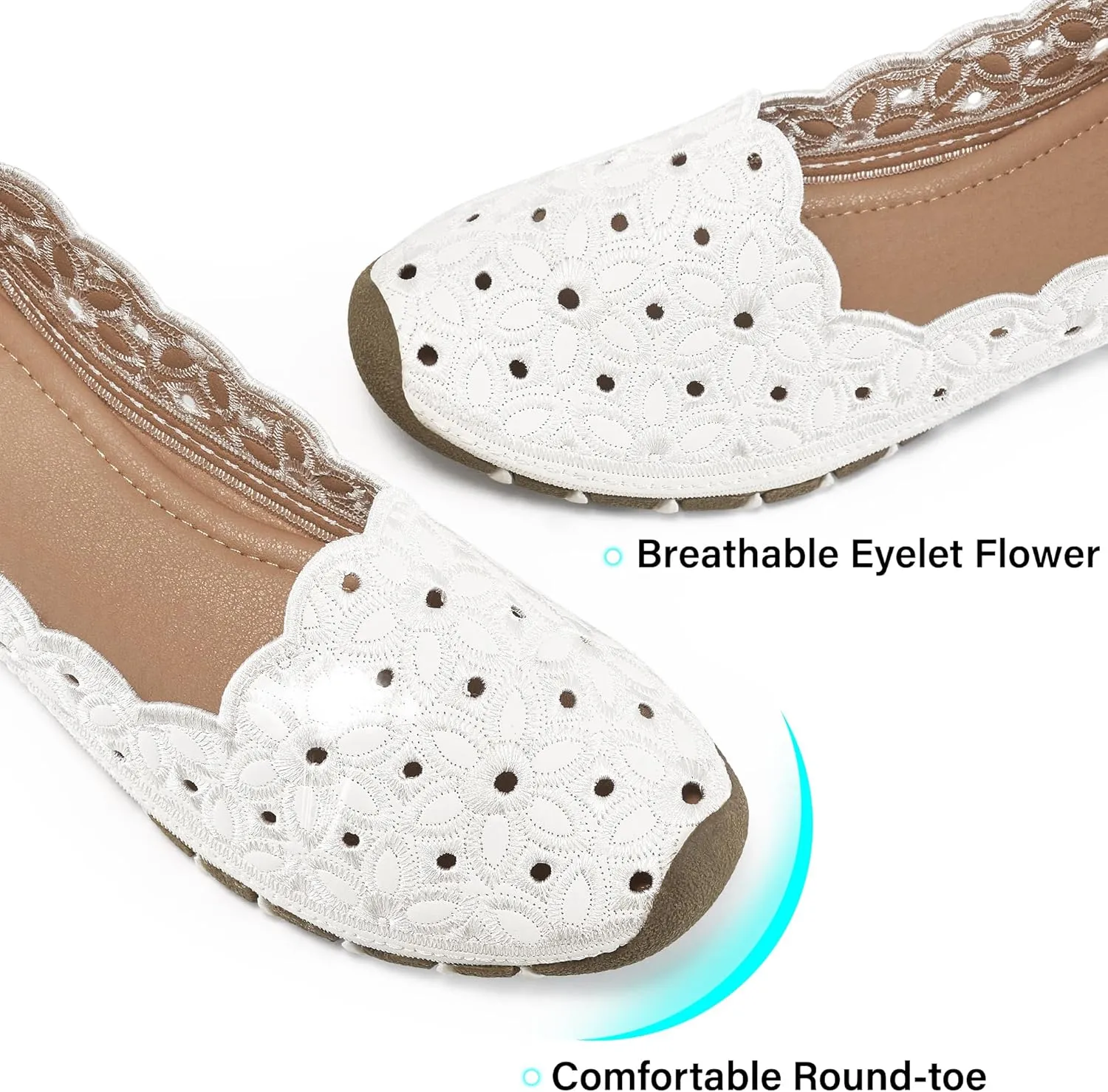 Aomigoct Shoes for Women Ballet Flats: Closed Toe Dress Flats Comfortbale Slip On Pointed Shoes Women Casual Ballets