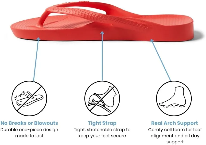 Archies Arch Support Flip Flops for Men & Women – Orthotic Sandals for Plantar Fasciitis Relief – Lightweight, Cushioning, Shock-Absorbing Thong Sandals for Walking, Foot Pain & All-Day Comfort
