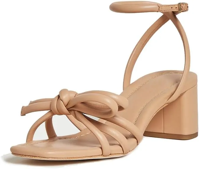 Arqa Bow-embellished Natural Raffia Heeled Sandals for Women Open Squared Toe Block Mid Heel Ankle Strap Sandal Summer Wedding Party Dressy Shoes