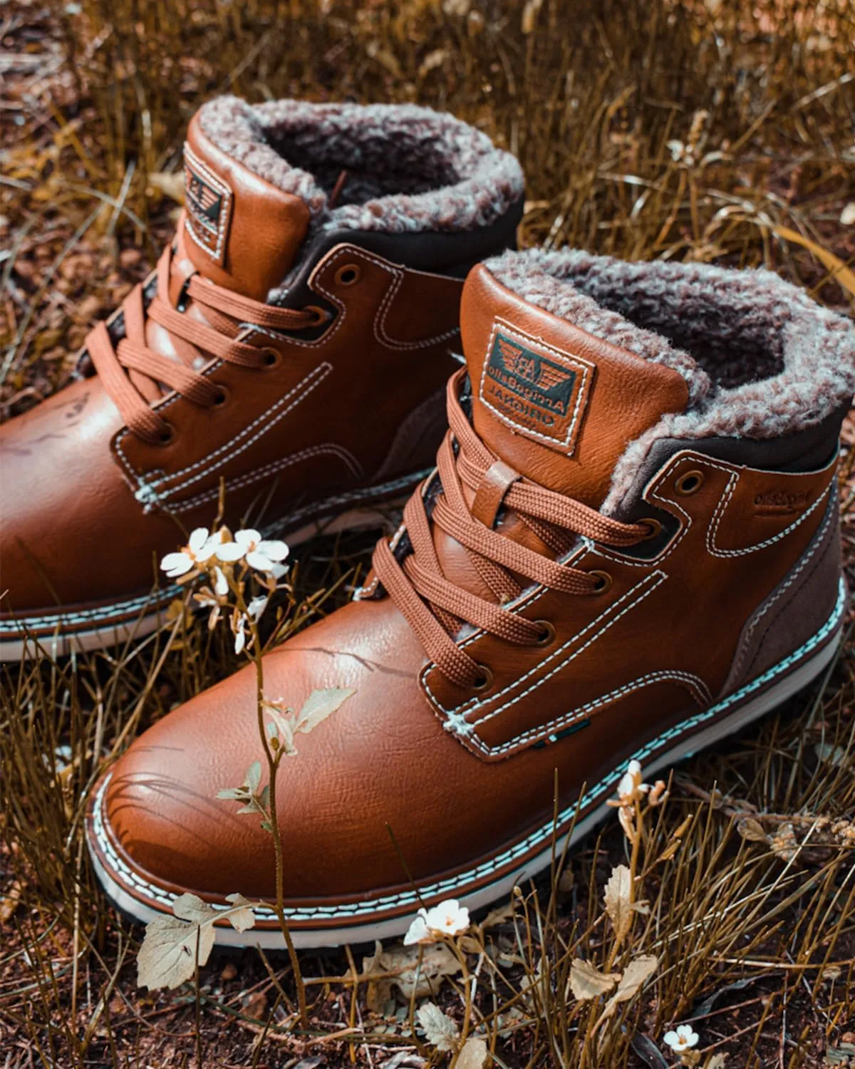 ARRIGO BELLO Mens Winter Boots Snow Casual Booties Warm Fur Mesh Lined Ankle Outdoor Lightweight Non-Slip Trekking Walking Leather Shoes