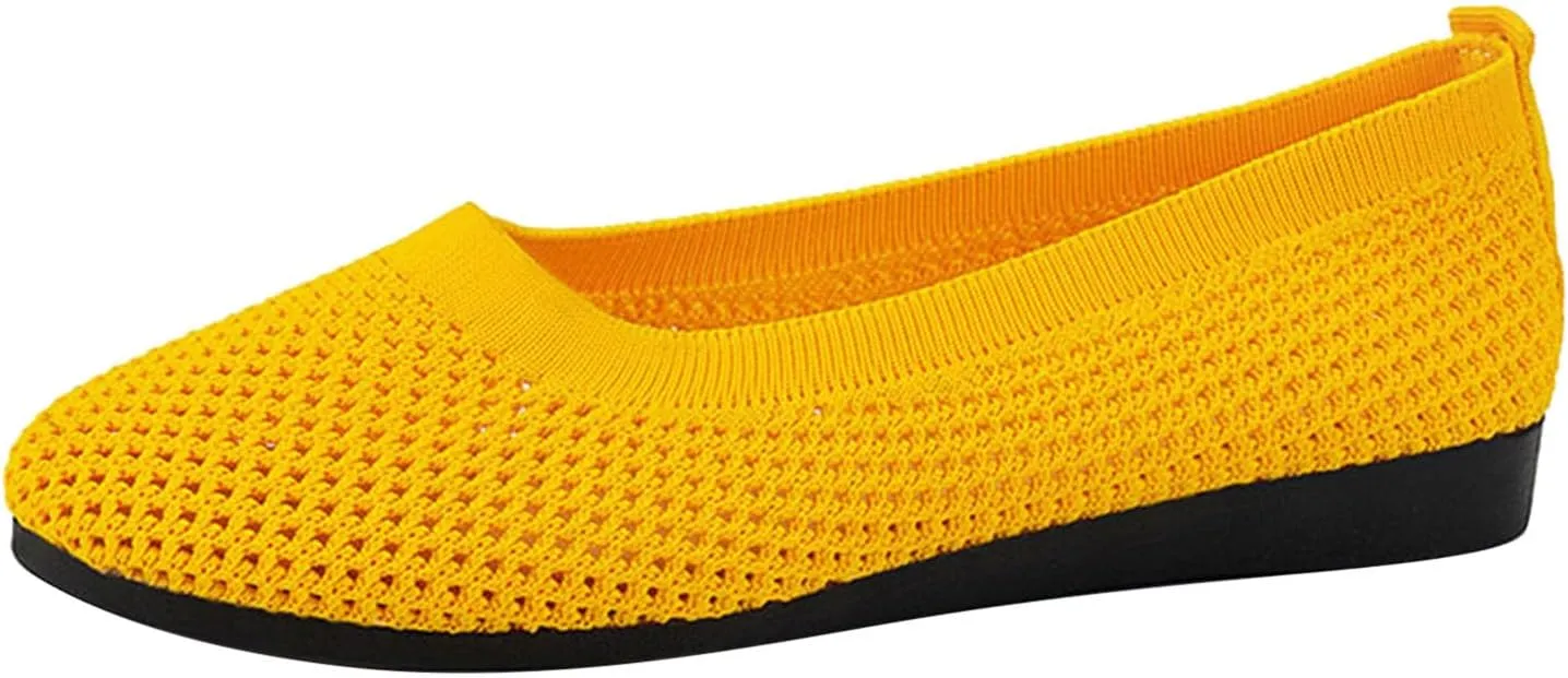 Ballet Flats Shoes For Women Wide Width Dress Shoes Round Toe Slip On Ballerina Walking Low Wedge Casual Sandals
