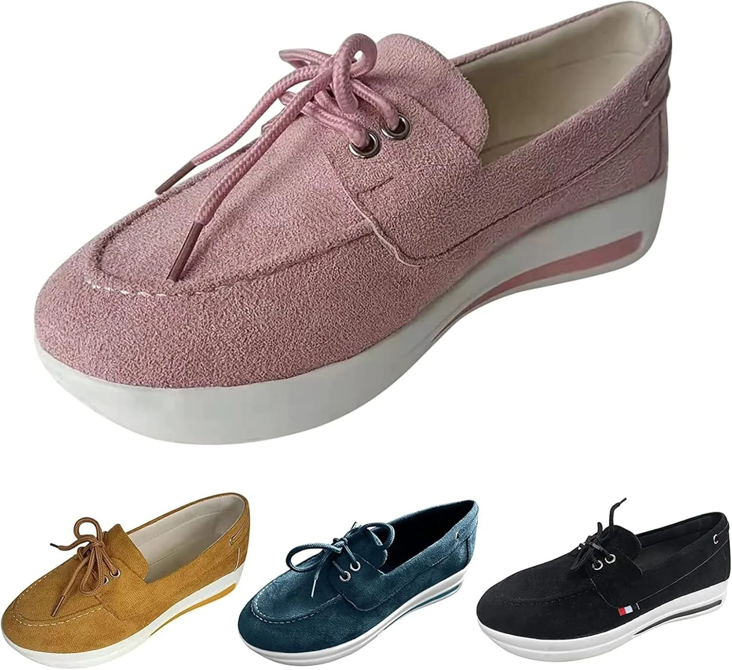 BBPM Platform Mule Slippers Shoes for Women Ladies Loafers Moccasins Driving Shoes Slip on Flat Boat Shoes Wedges Ankle Buckle Flip Flops Orthopedic Sandals,Black,EU41/US9