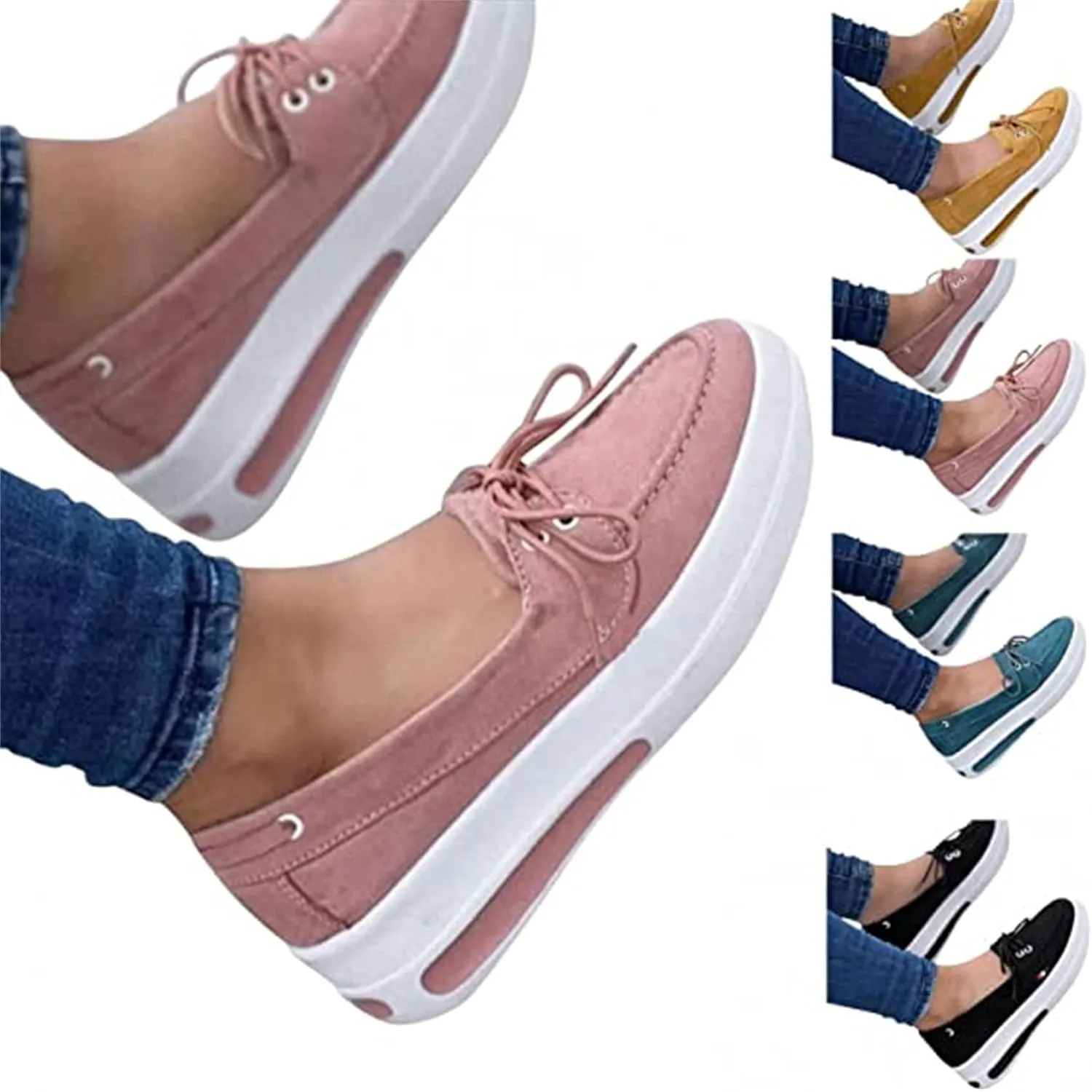 BBPM Platform Mule Slippers Shoes for Women Ladies Loafers Moccasins Driving Shoes Slip on Flat Boat Shoes Wedges Ankle Buckle Flip Flops Orthopedic Sandals,Black,EU41/US9