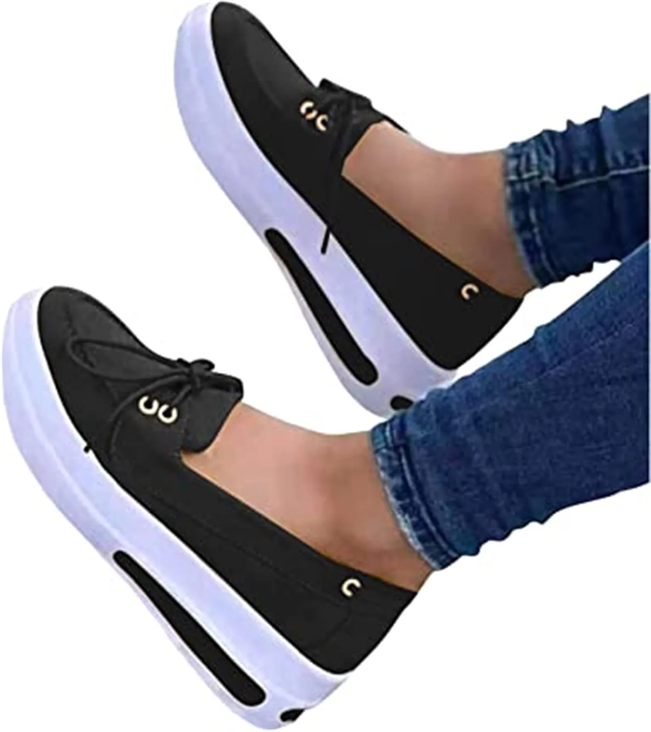 BBPM Platform Mule Slippers Shoes for Women Ladies Loafers Moccasins Driving Shoes Slip on Flat Boat Shoes Wedges Ankle Buckle Flip Flops Orthopedic Sandals,Black,EU41/US9