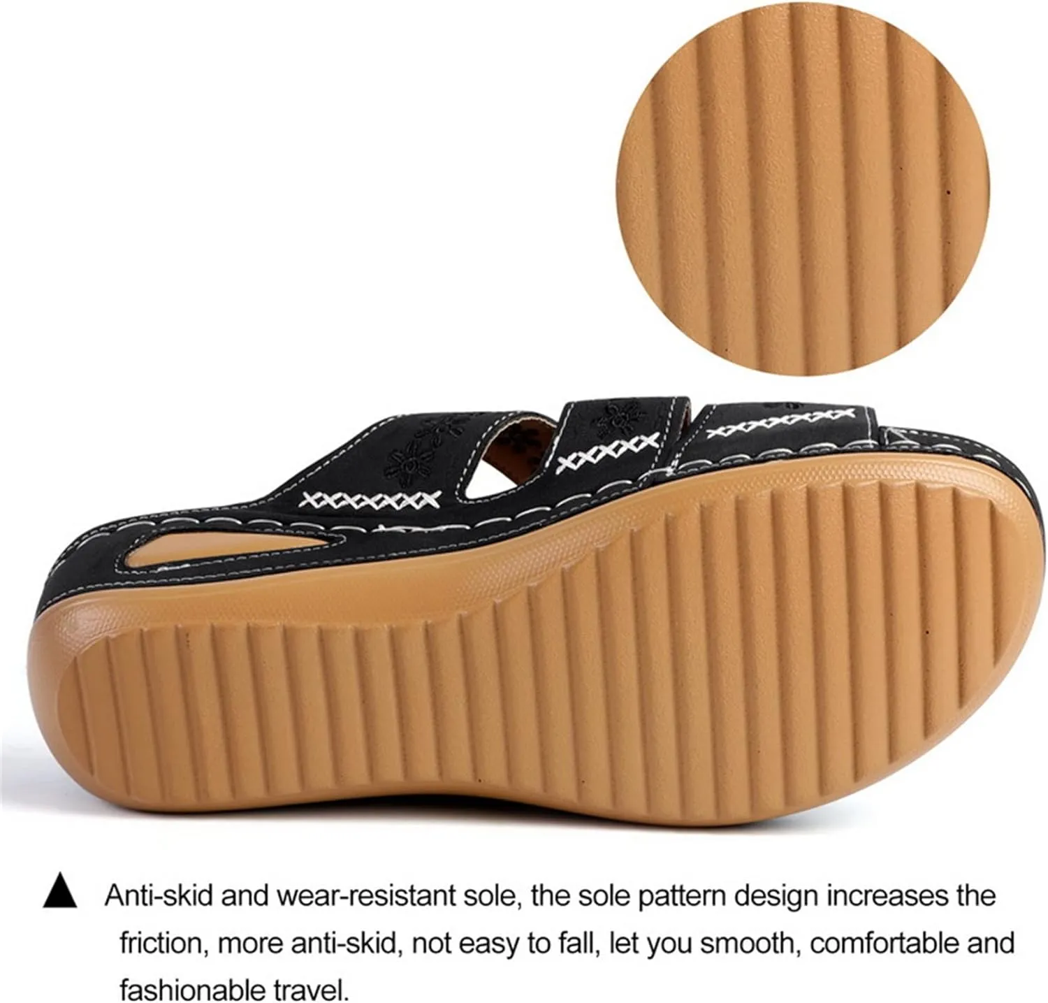 BBPM Women's Dressy Fish Mouth Wedge Sandals Open Toe Platform Boho Shoes Dressy Summer Outdoor Casual Embroidery Beach Slippers for Women,Purple,EU35/US4.5