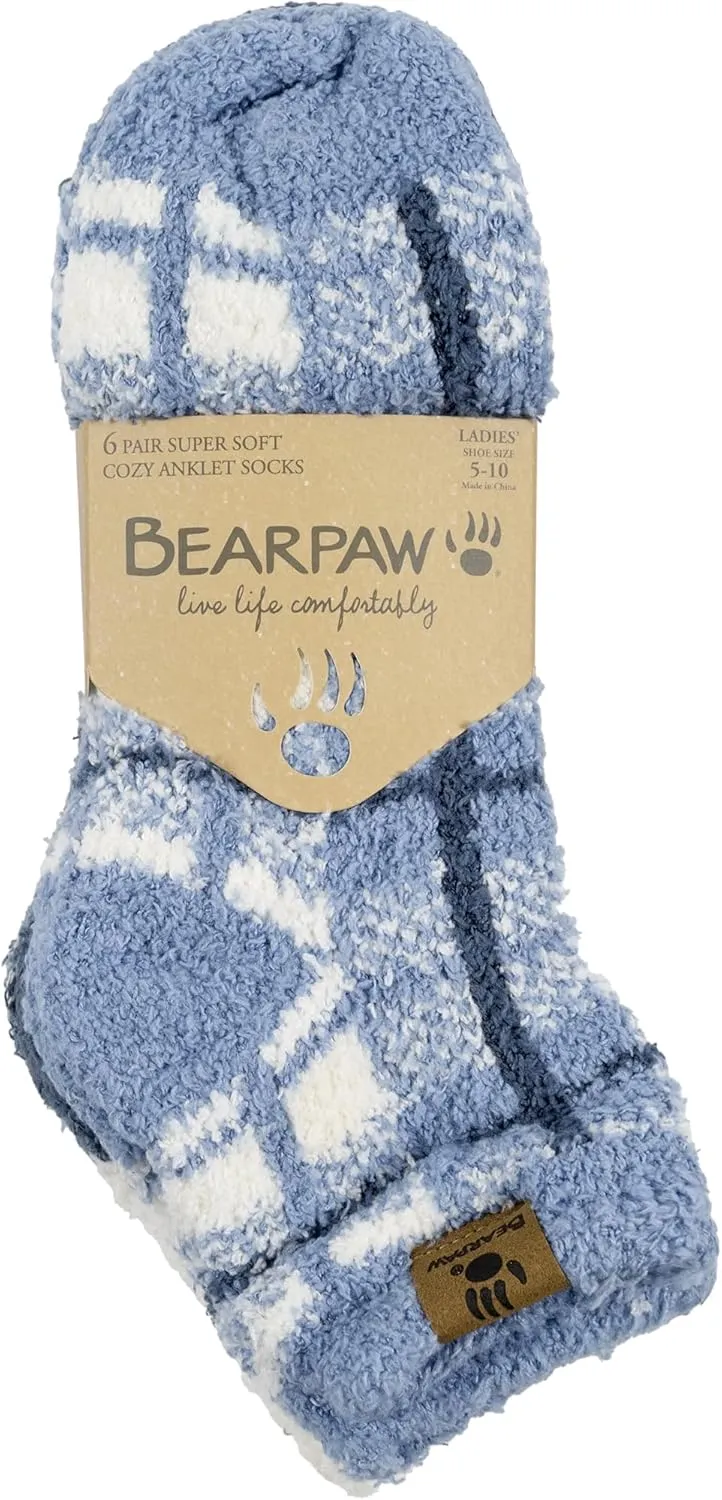 BEARPAW Ladies 6 Pair Pack Cozy Super Soft Warm Lounge Socks Multi Color Patterned Ankle and Low Cut Packs
