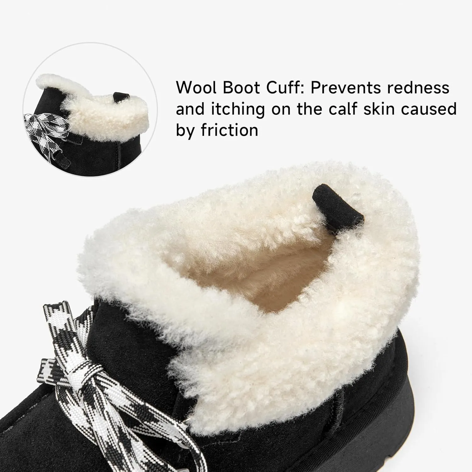 BEAU TODAY Womens Winter Snow Boots, Fur Lined Ankle Booties for Women Warm Boots, Chunky Platform Lace-up Boots Shoes Suede Leather Non-slip Warm Winter Shoes