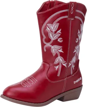 bebe Girls' Cowboy Boots - Classic Western Country Cowgirl Boots - Mid Calf Riding Shoes for Toddlers Little and Big Girls
