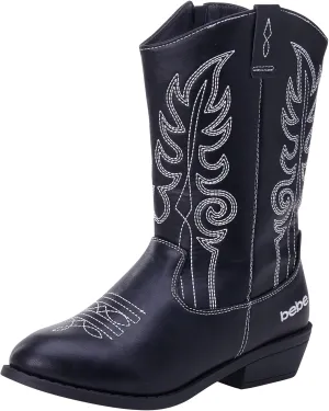 bebe Girls' Cowboy Boots - Classic Western Country Cowgirl Boots - Mid Calf Riding Shoes for Toddlers Little and Big Girls