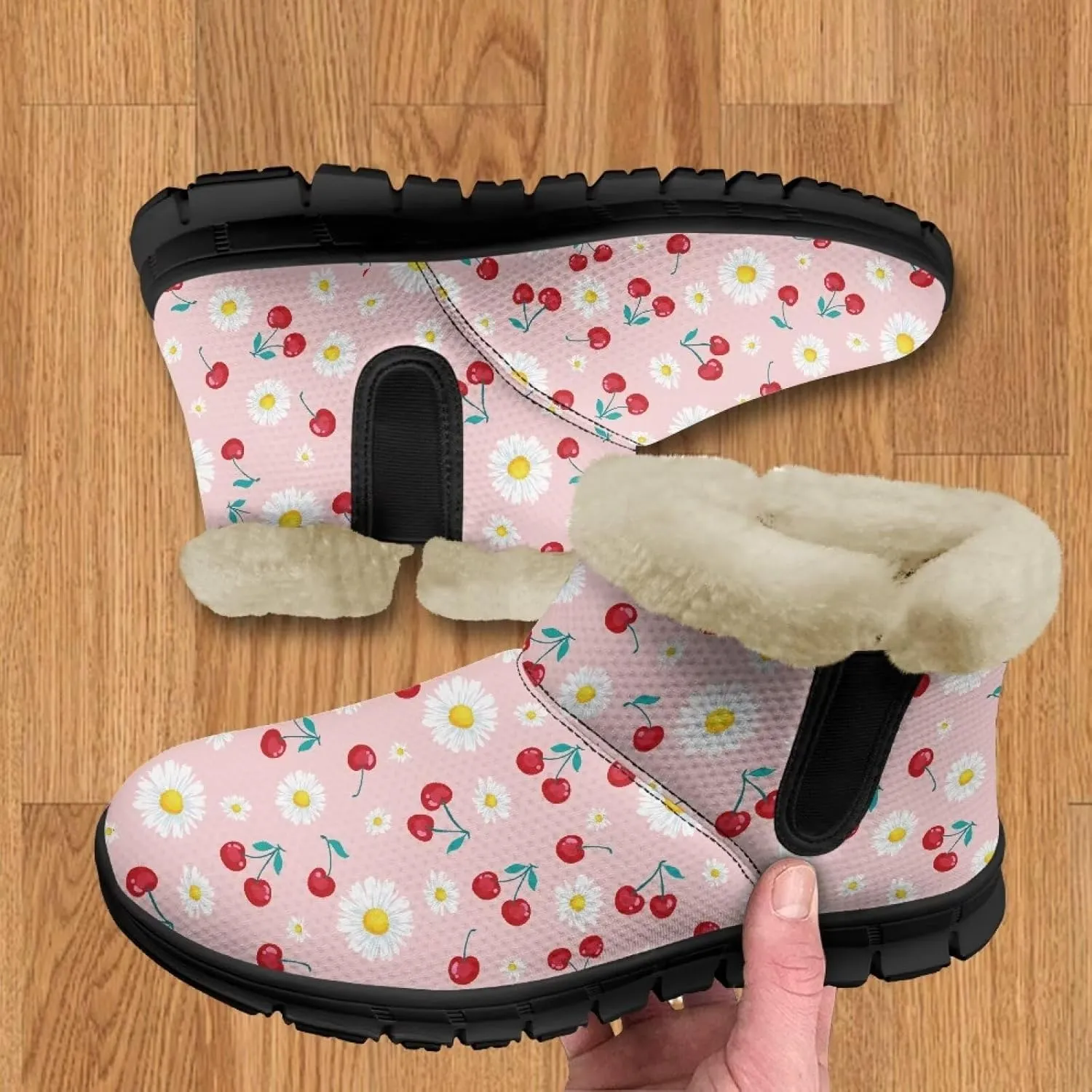 Binienty Winter Snow Boots for Women Comfy Ankle Booties Fur Flannel Lined Warm Walking Boots