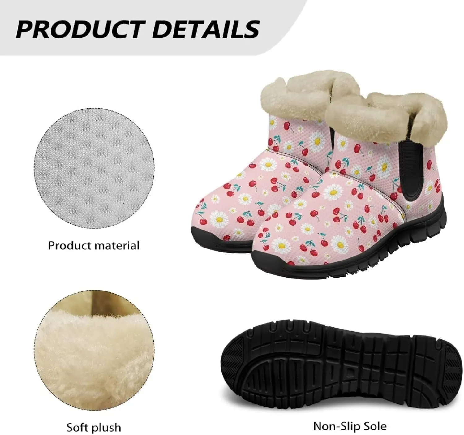 Binienty Winter Snow Boots for Women Comfy Ankle Booties Fur Flannel Lined Warm Walking Boots