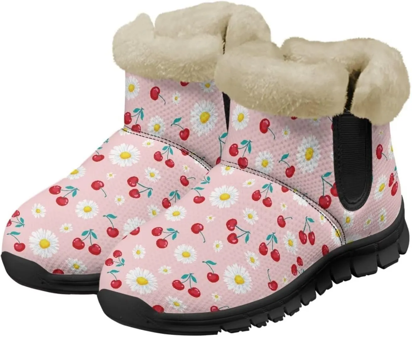 Binienty Winter Snow Boots for Women Comfy Ankle Booties Fur Flannel Lined Warm Walking Boots