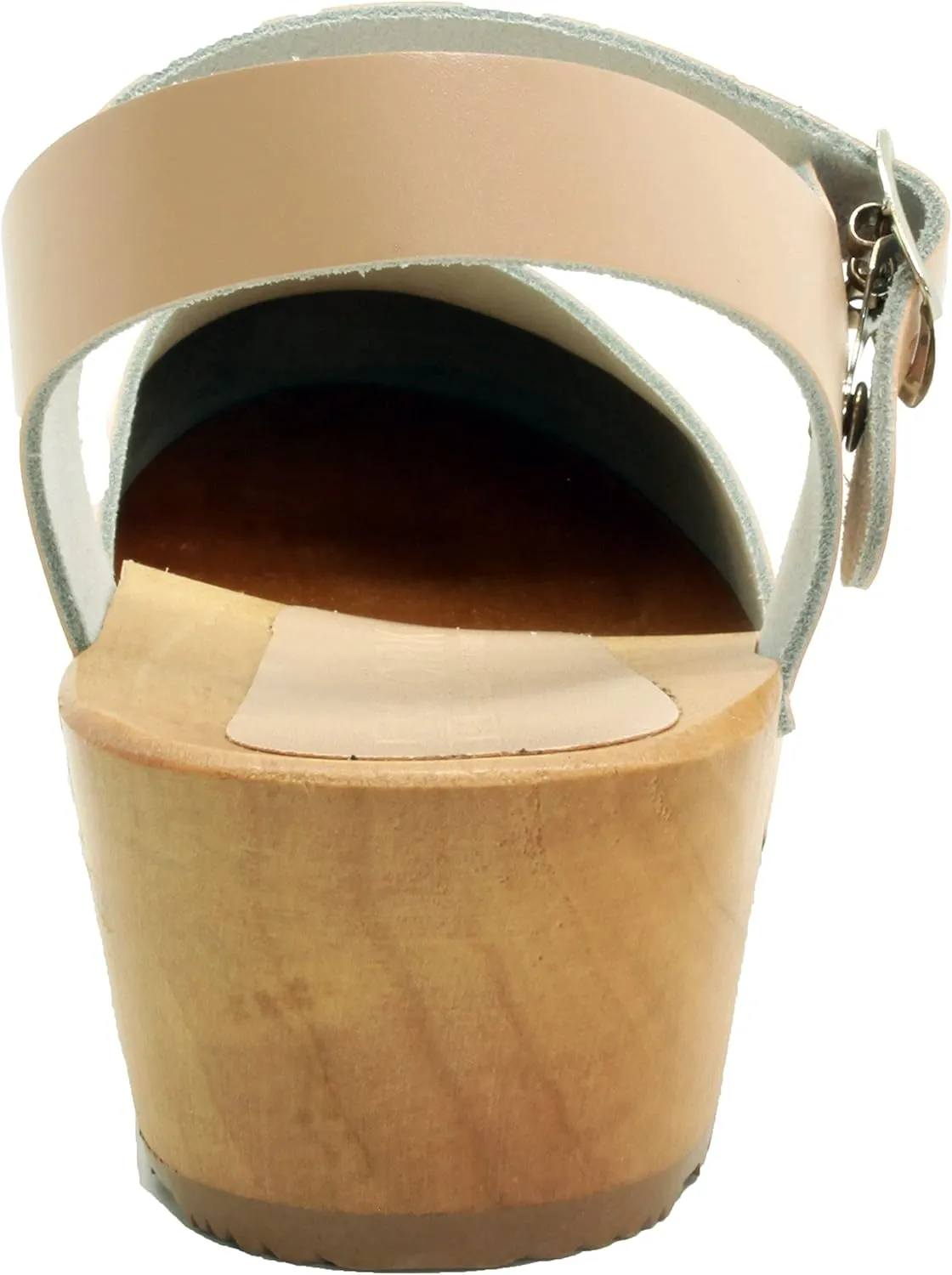 Bjork Alma Low-Heel Wooden Swedish Clog Sandals