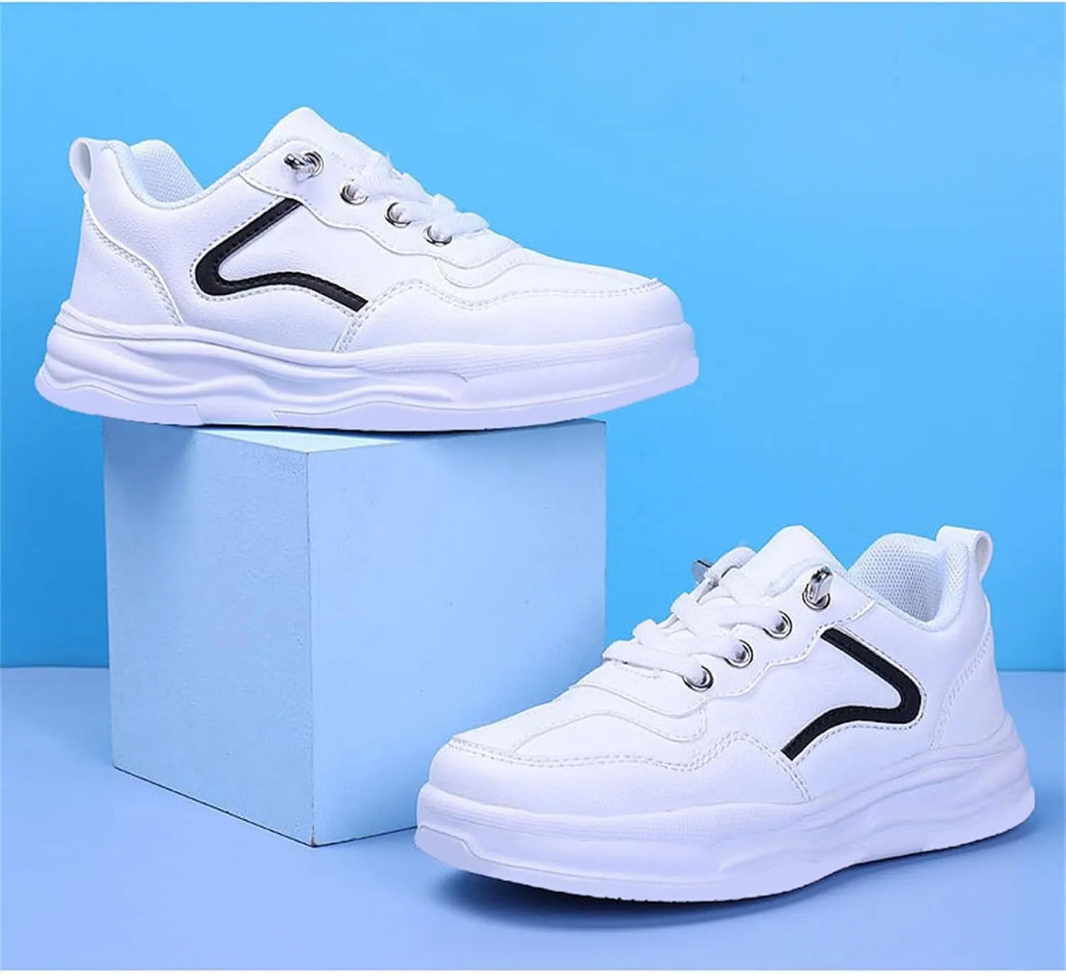 Boy's Girl's Unifor𝐦 Low Top Sneakers White Tennis School Walking Shoes Lightweight Toddler Kids Sneakers Casual Shoes