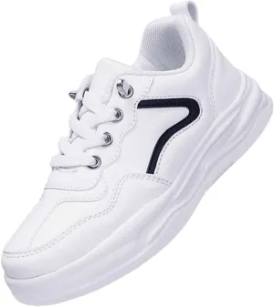 Boy's Girl's Unifor𝐦 Low Top Sneakers White Tennis School Walking Shoes Lightweight Toddler Kids Sneakers Casual Shoes
