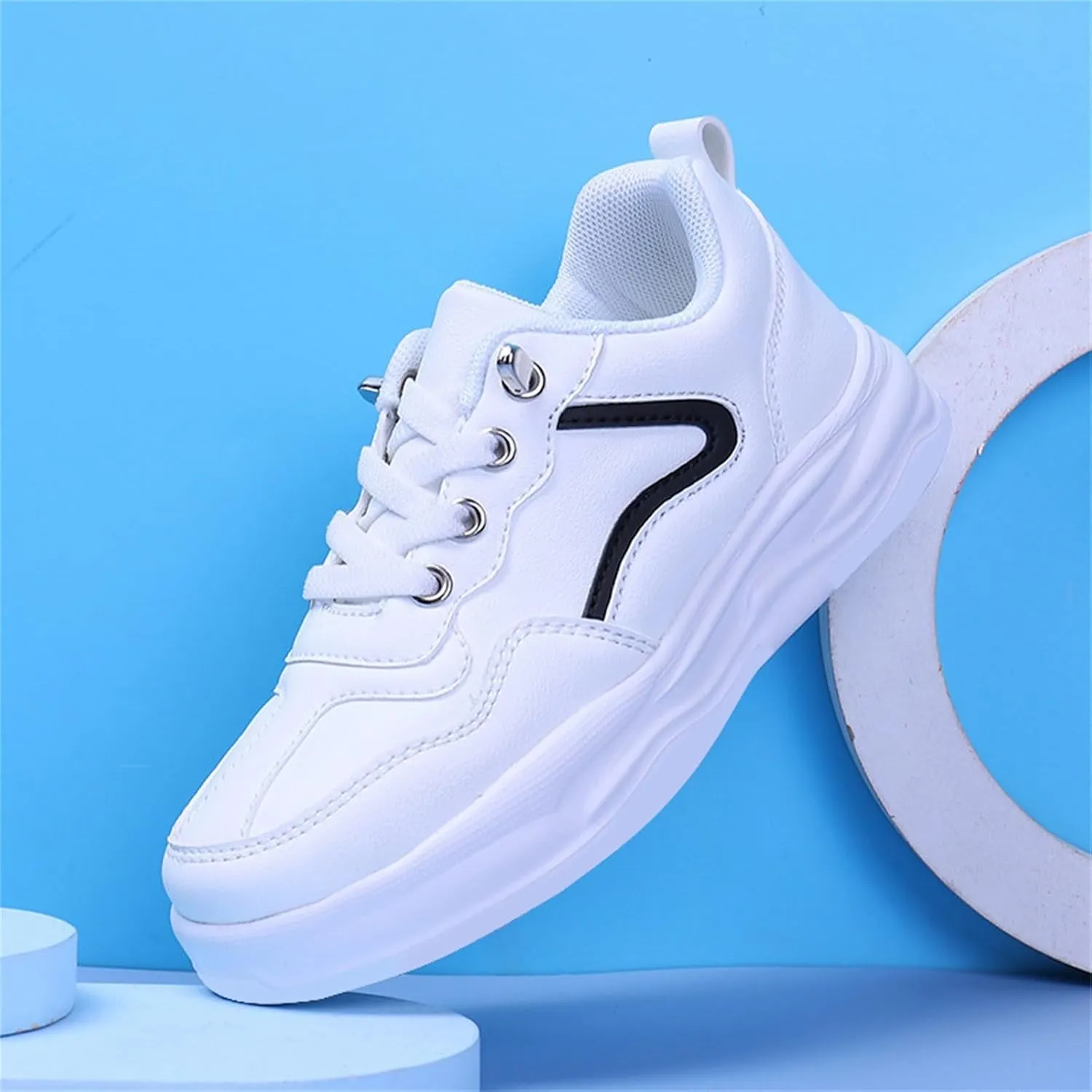 Boy's Girl's Unifor𝐦 Low Top Sneakers White Tennis School Walking Shoes Lightweight Toddler Kids Sneakers Casual Shoes