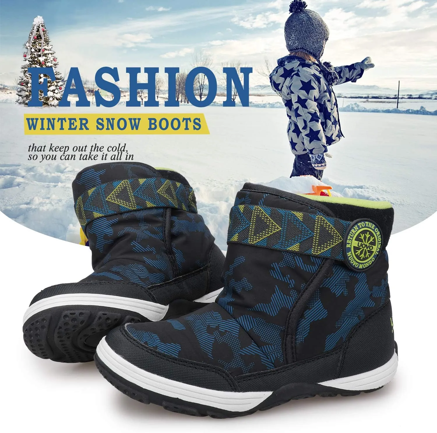 Boys Snow Boots Boys Winter Boots for Kids Waterproof Winter Snow Boots for Boys Warm Fur Lined Slip Resistant Outdoor (Toddler/Little Boys)