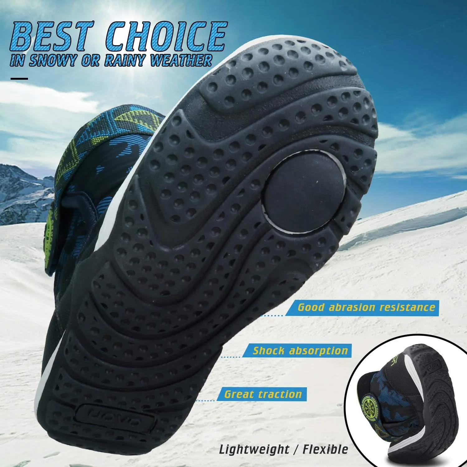 Boys Snow Boots Boys Winter Boots for Kids Waterproof Winter Snow Boots for Boys Warm Fur Lined Slip Resistant Outdoor (Toddler/Little Boys)