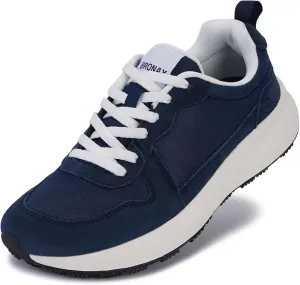 BRONAX Womens Wide Toe Box Athletic Casual Shoes | Suede-Detail Classic Design Sneakers