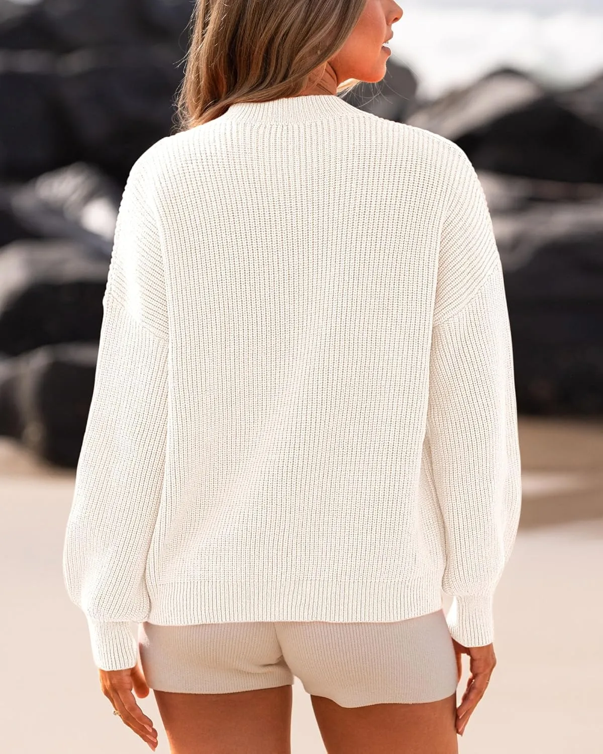 BTFBM Womens Casual Long Sleeve Sweaters Crew Neck Oversized Ribbed Knit Pullover Sweater 2025 Fall Winter Jumper Tops