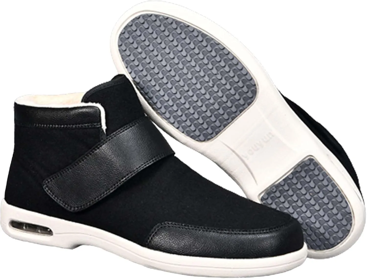 bumuam Women Slip On Shoes with Arch Support,Mens Warm Wide Diabetic Shoes, Adjustable Closures Walking Boots for Elderly Swollen Feet, Diabetic & Edema
