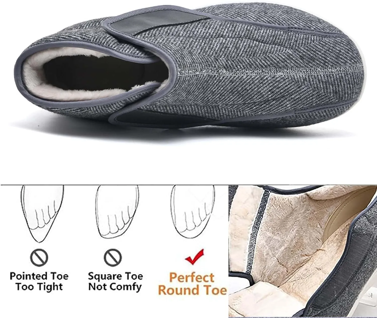 bumuam Women Wide Width Elderly Shoes,Adjustable Diabetic Shoes Easy to Slip On Wide Widths Shoes Orthopedic Edema Boots for Seniors Swollen Feet