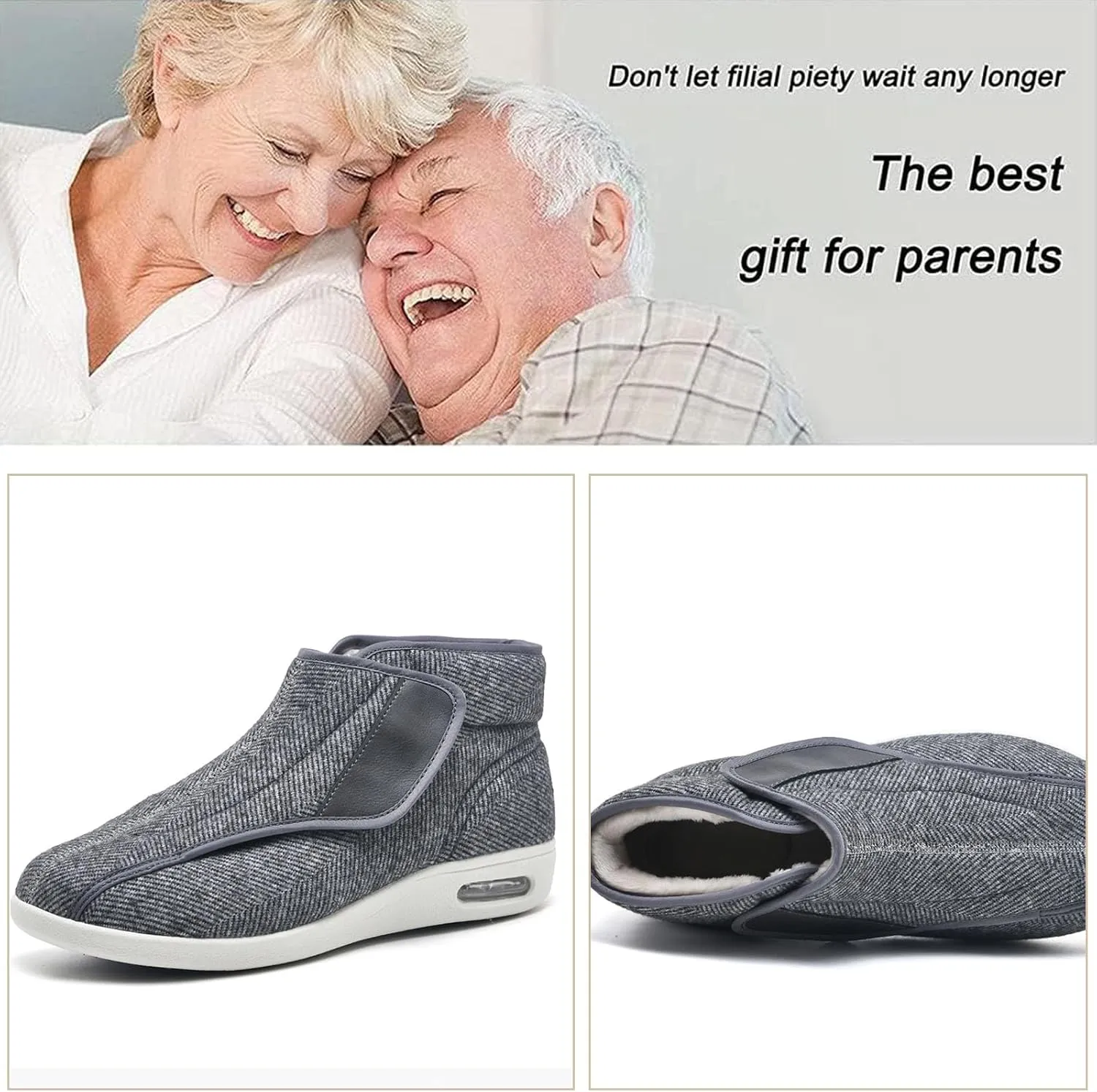 bumuam Women Wide Width Elderly Shoes,Adjustable Diabetic Shoes Easy to Slip On Wide Widths Shoes Orthopedic Edema Boots for Seniors Swollen Feet