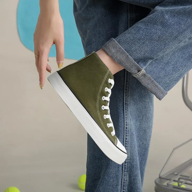 Canvas High Top Sneakers for Women Men Classic Lace Up Canvas Shoes Womens Mens Fashion High Top Sneakers Casual Tennis Walking Shoes